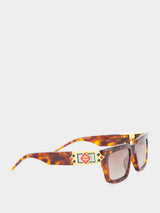 Tortoiseshell Monogram Plaque Sunglasses