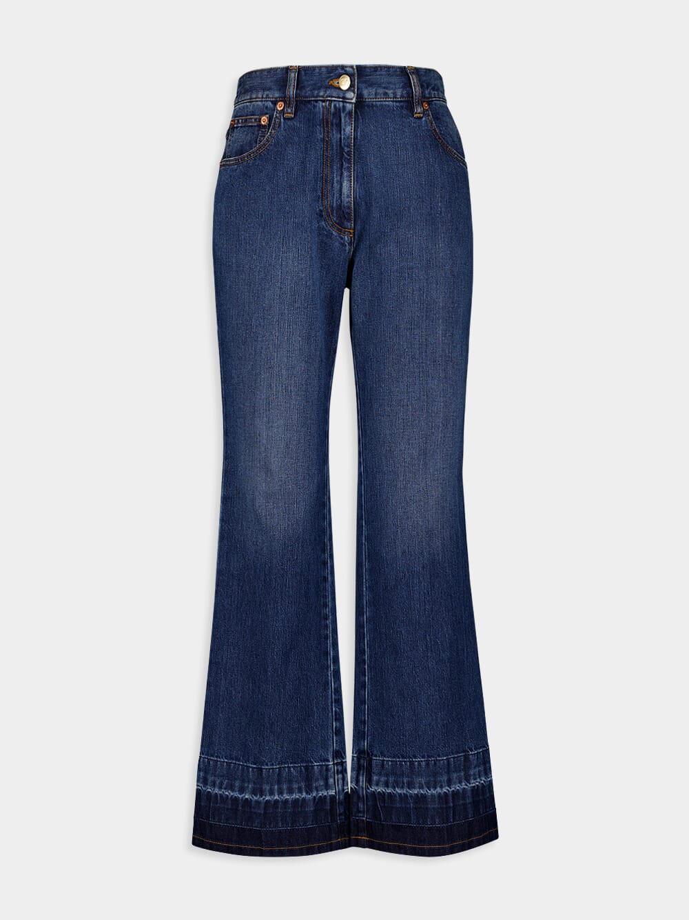 V-Gold Detail Bootcut Jeans