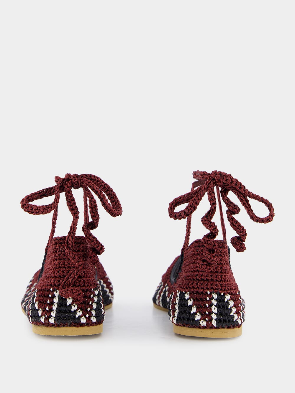 Handmade Grape Red Crochet Flat Ballerinas