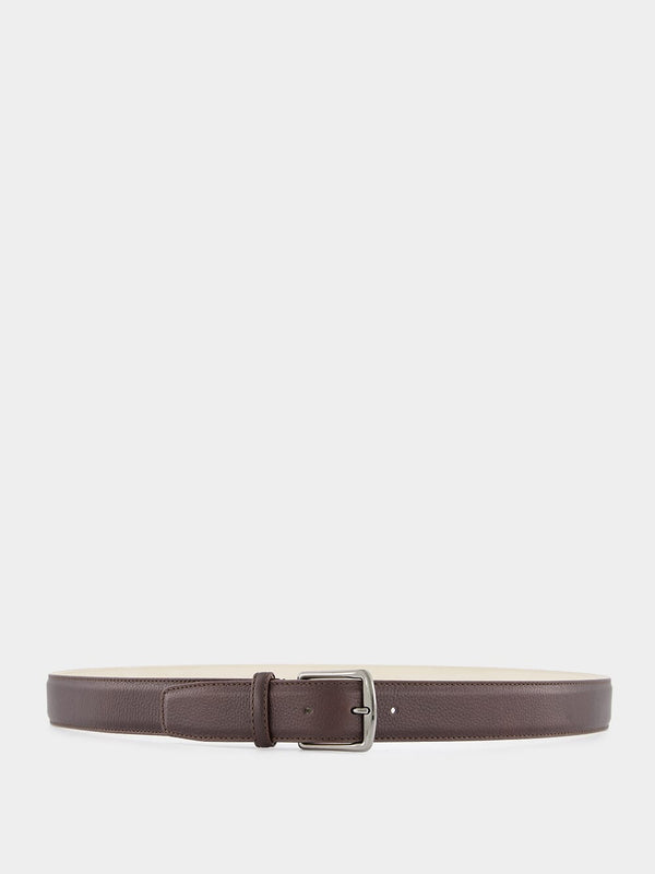 Brown Grained Leather Belt
