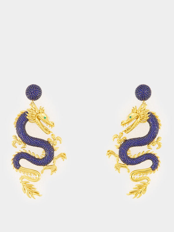 Navy Dragon Earrings
