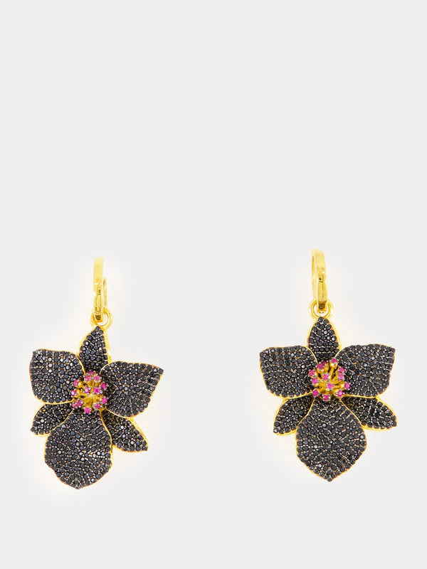 Black and Burgundy Orchid Earrings