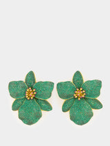 Singapore Orchids Green Earrings