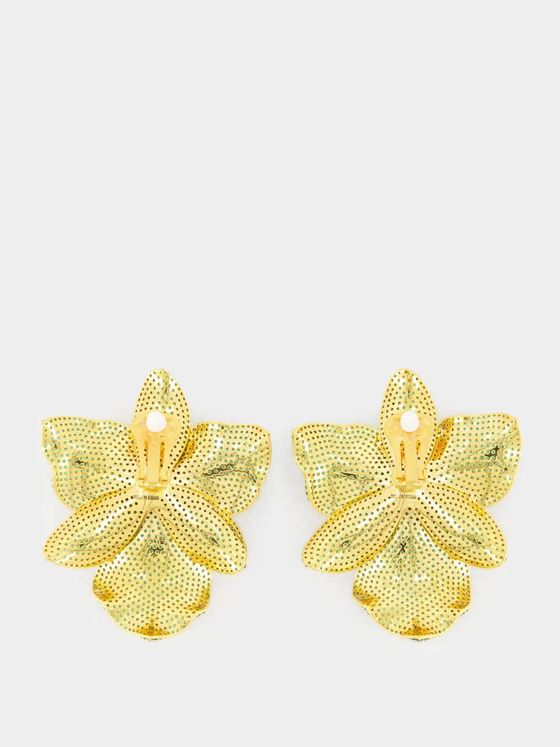 Singapore Orchids Green Earrings