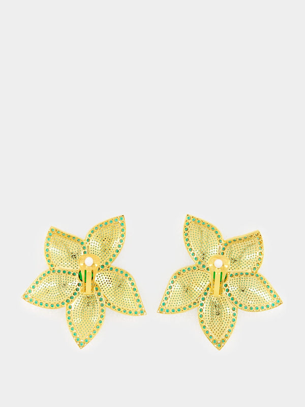 Green Lotus Earrings