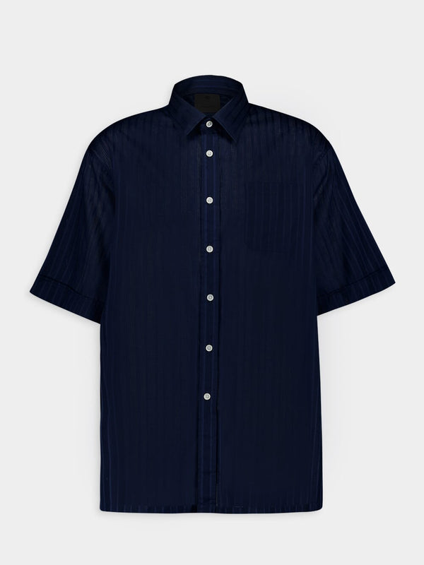 Cotton Voile Blue Shirt With Stripes