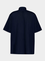 Cotton Voile Blue Shirt With Stripes