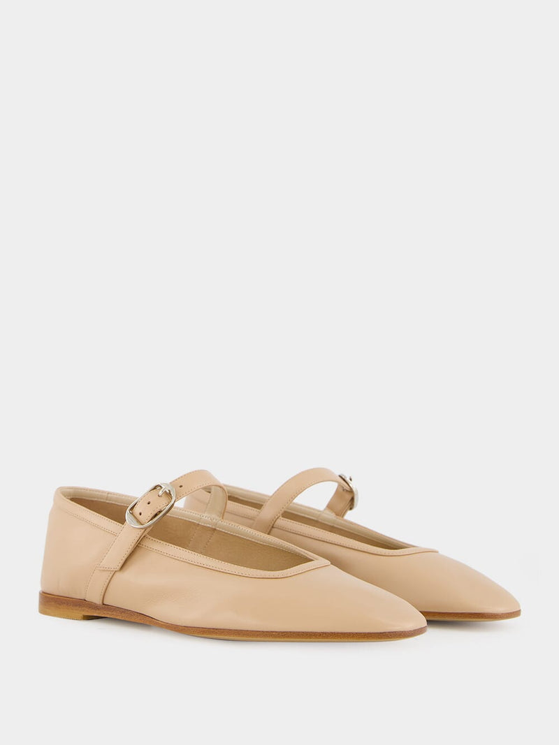 Fawn Leather Mary Jane Flats