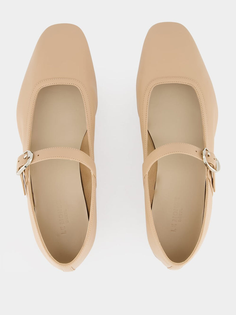 Fawn Leather Mary Jane Flats