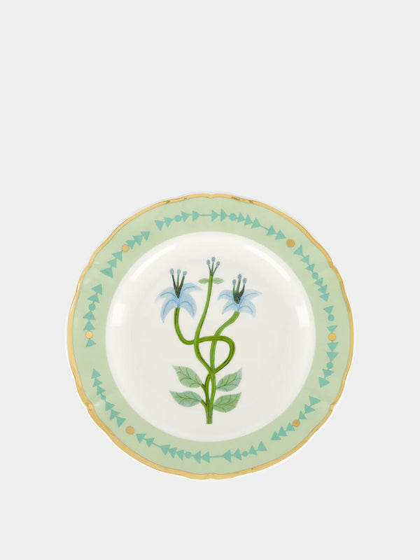 Green Flower Dessert Plate