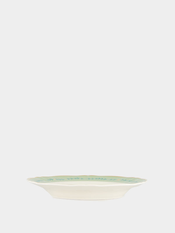 Green Flower Dessert Plate