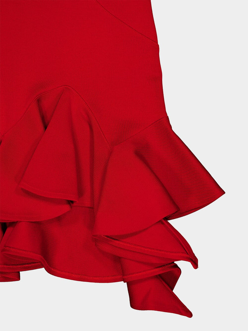 Red Ruffle Midi Dress
