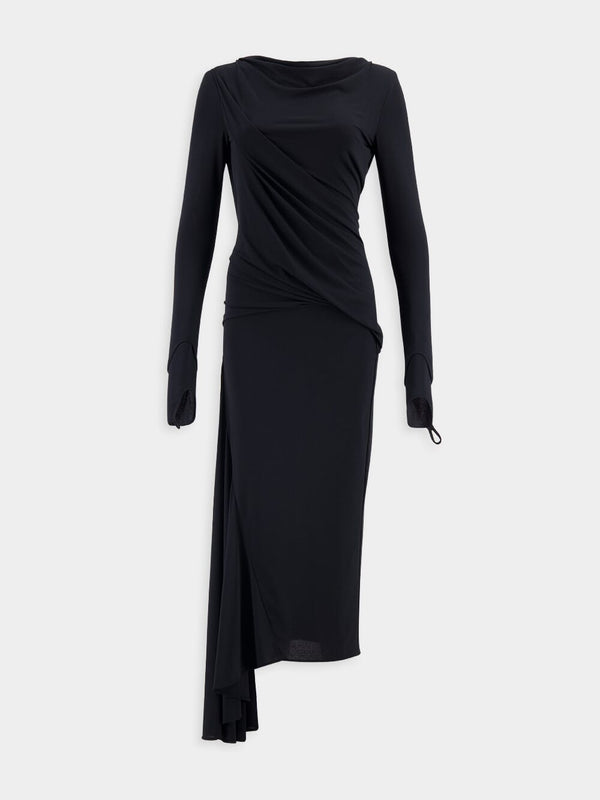 Asymmetric Draped Jersey Dress
