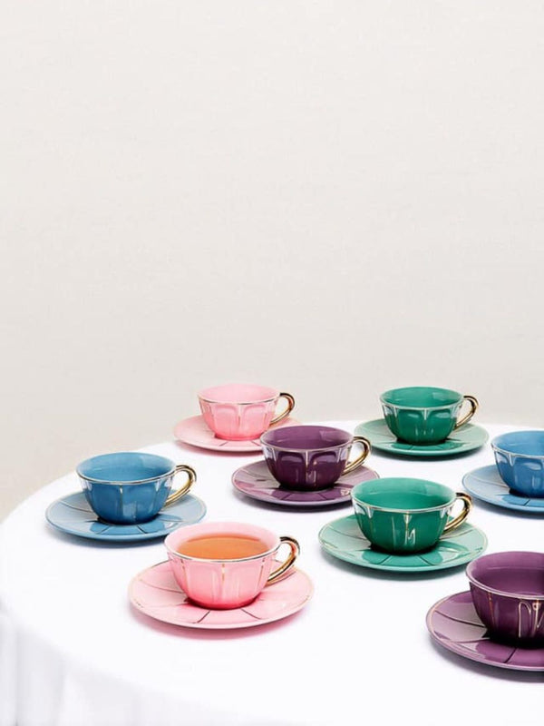 Blue Tea Cup with Saucer