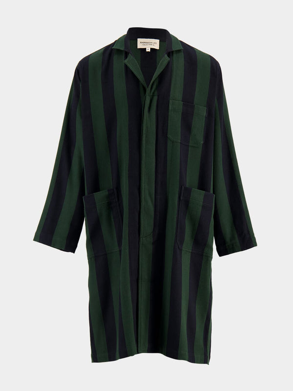 Emerald Elegance Striped Coat