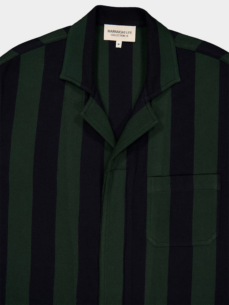 Emerald Elegance Striped Coat