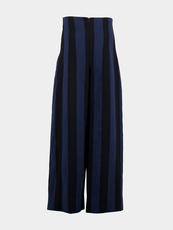 High-Waist Striped Trousers