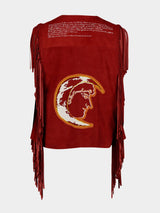 Cassiopeia Embroidered Suede Vest with Fringes