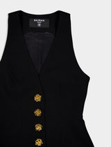 Gold-Buttoned Crepe Waistcoat