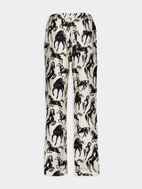 Horse-Print Silk Trousers