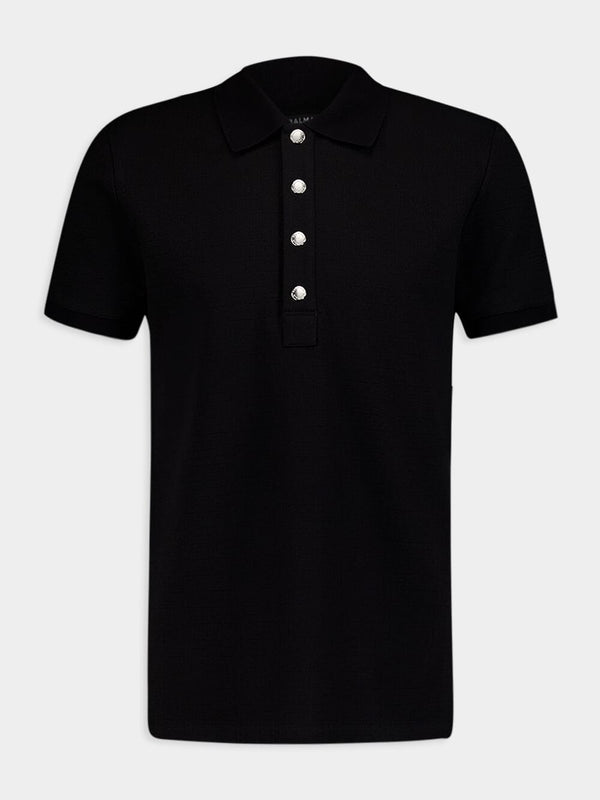 Monogram Piqué Black Polo Shirt