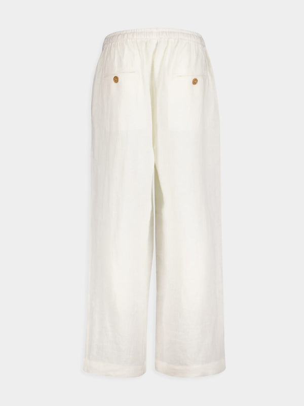 White Linen Lounge Shorts