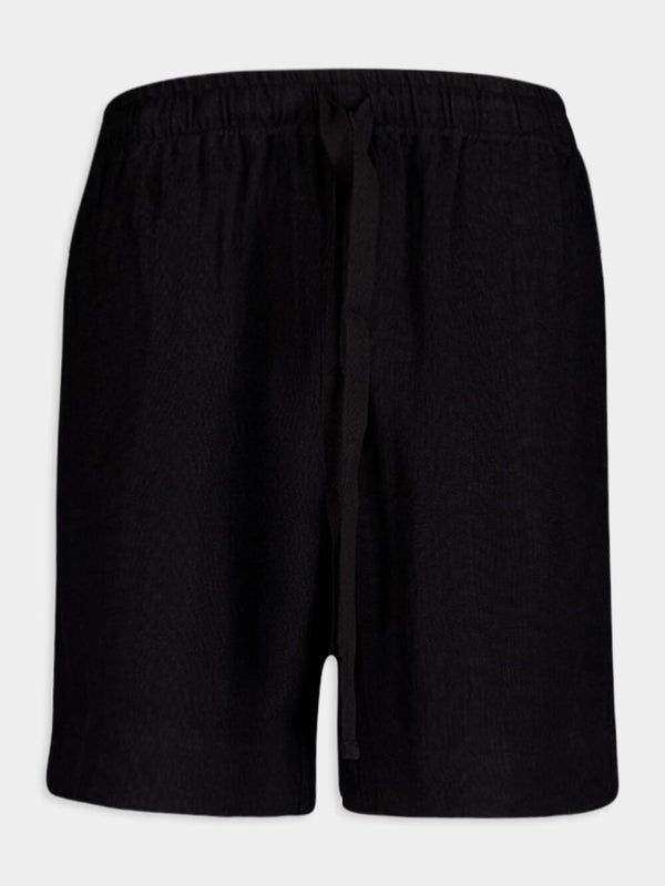 Black Linen Lounge Shorts