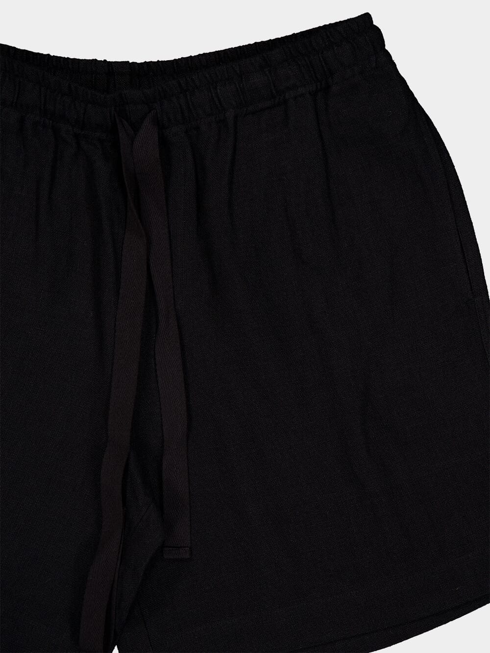 Black Linen Lounge Shorts
