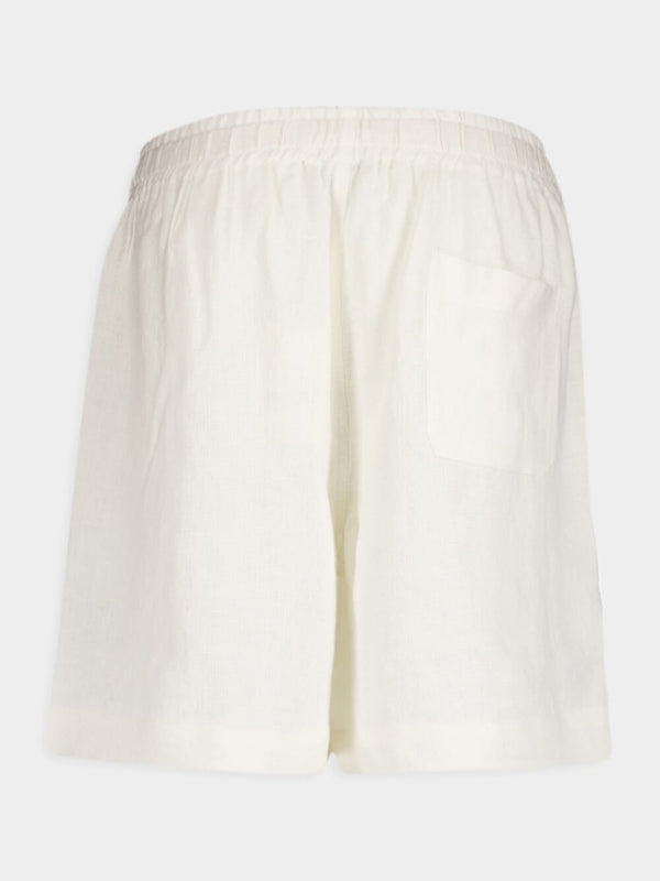 White Linen Drawcord Shorts