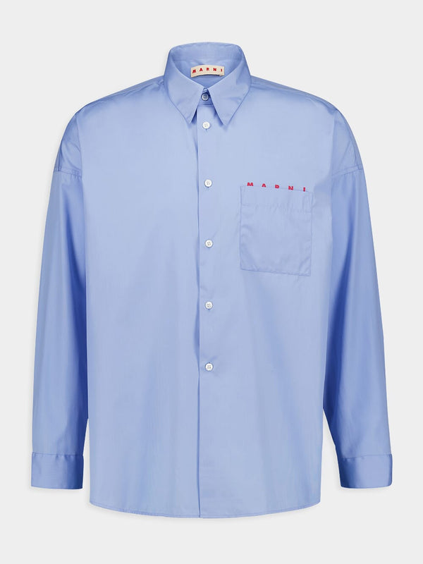 Iris Blue Logo Cotton Shirt