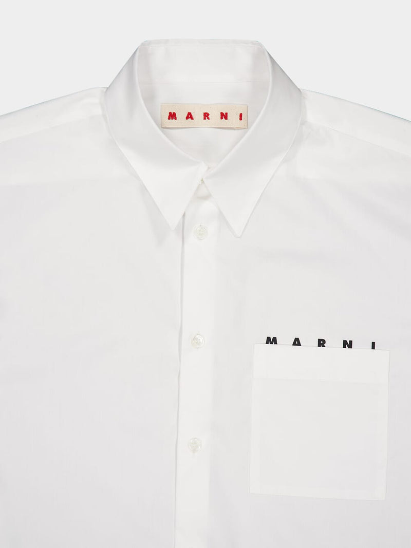 White Logo Cotton Shirt