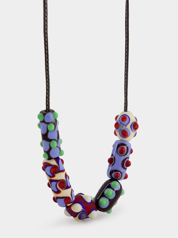 Beatle Beaded Leather Necklace