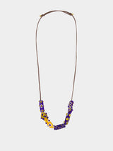 Yellow and Blue Beatle Beaded Necklace
