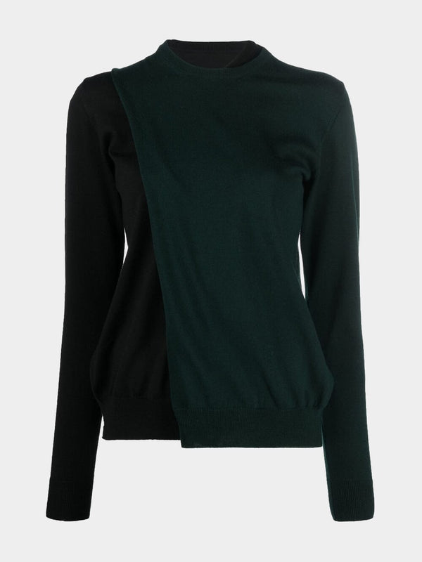 Long-sleeve wool knitted top