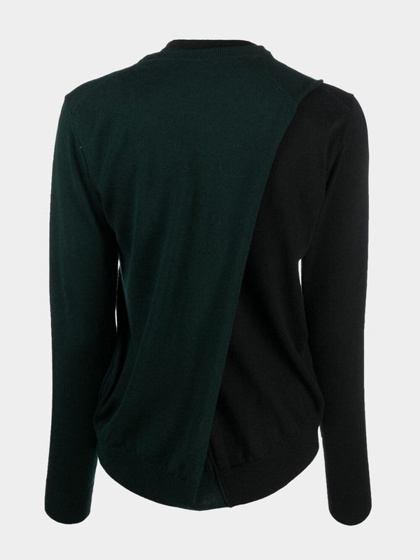 Long-sleeve wool knitted top