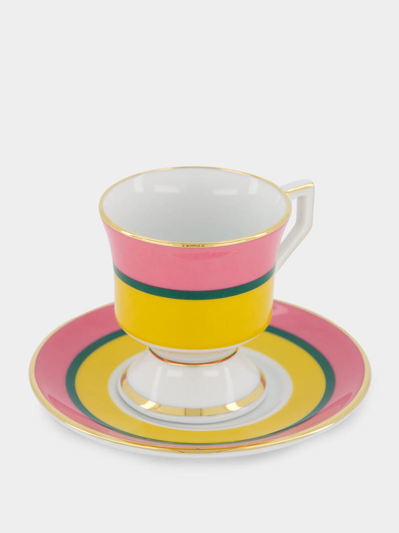Set of 4 Rainbow Coffee Cup and Saucer