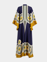 Mudejar Blue Silk Maxi Dress