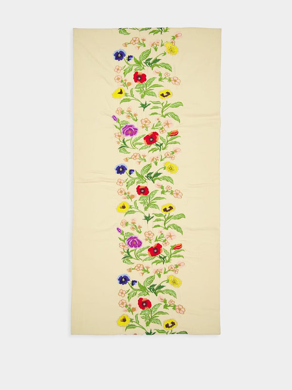 Embroidered Floral Cotton Tablecloth