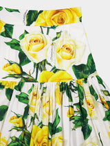 Rose-Print Ruffled Skirt