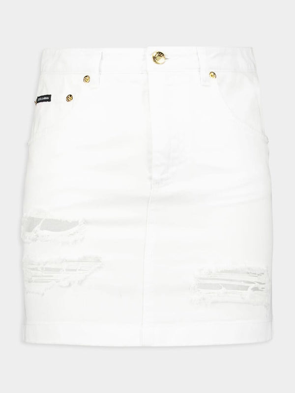 Distressed Denim Miniskirt