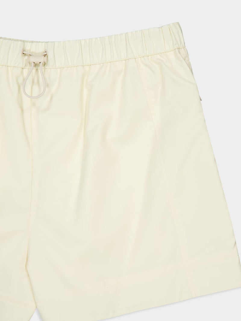 Cream Nylon Logo Shorts