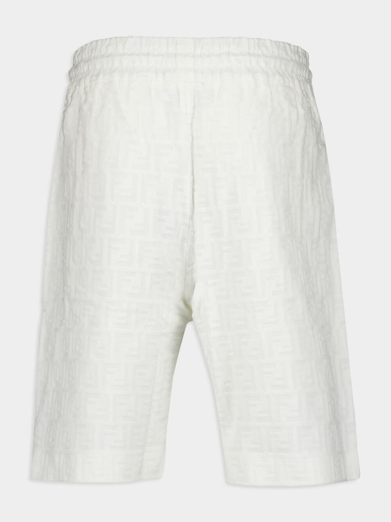 White FF Motif Bermuda Shorts