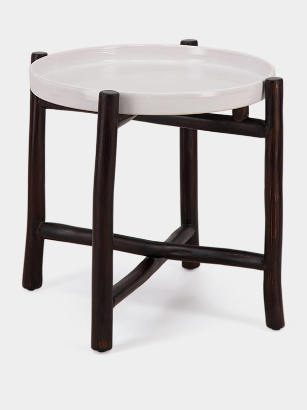 Dark Brown Wood Side Table