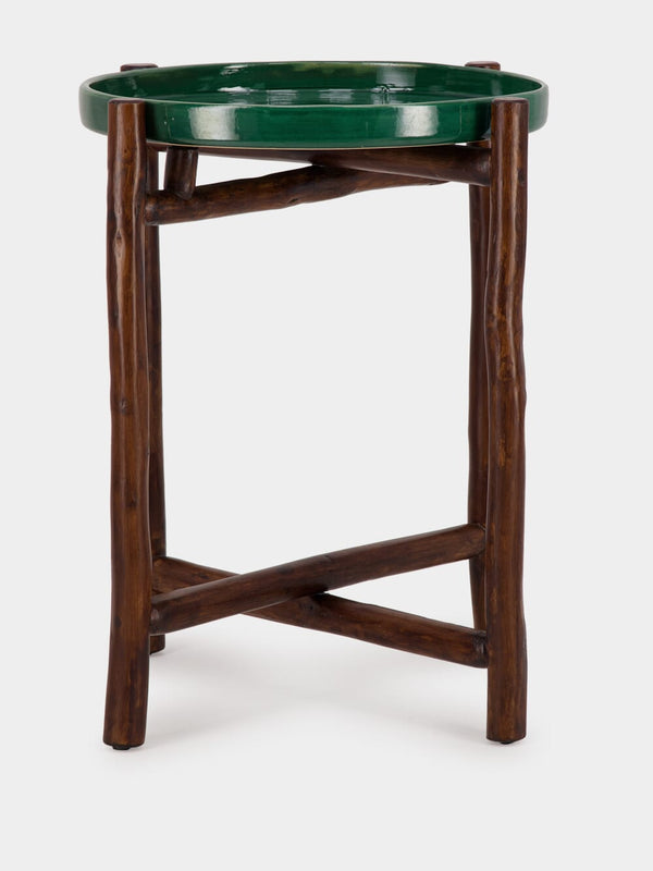 Medium Brown Wood Emerald Side Table
