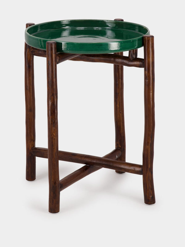 Medium Brown Wood Emerald Side Table