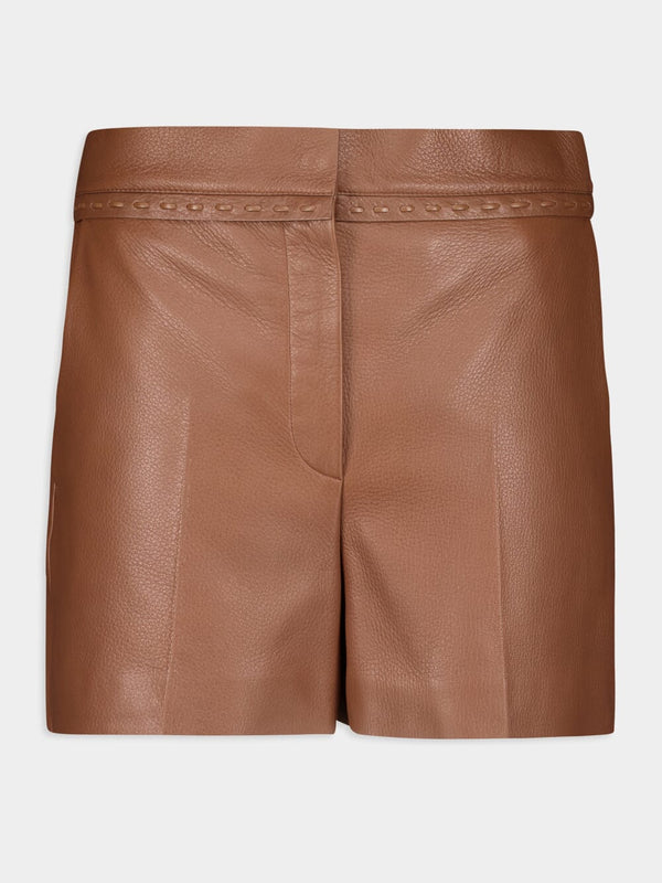 Hazel Leather Straight-Cut Shorts