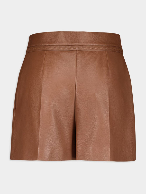 Hazel Leather Straight-Cut Shorts