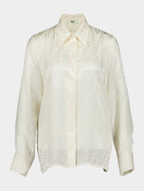 FF Motif Cream Silk Shirt