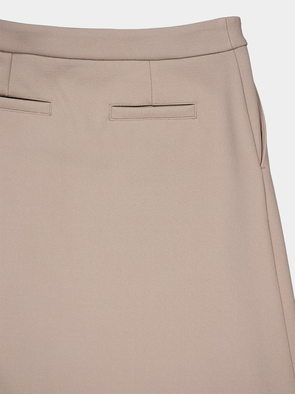 Belted Wool Crepe Midi Skirt