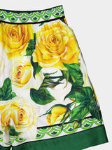 Rose-Print Silk Shorts
